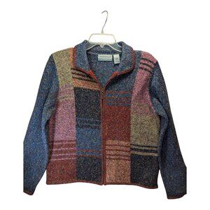 Alfred Dunner Women PL Colorful Full Zip Cardigan Sweater Grannycore Cottagecore